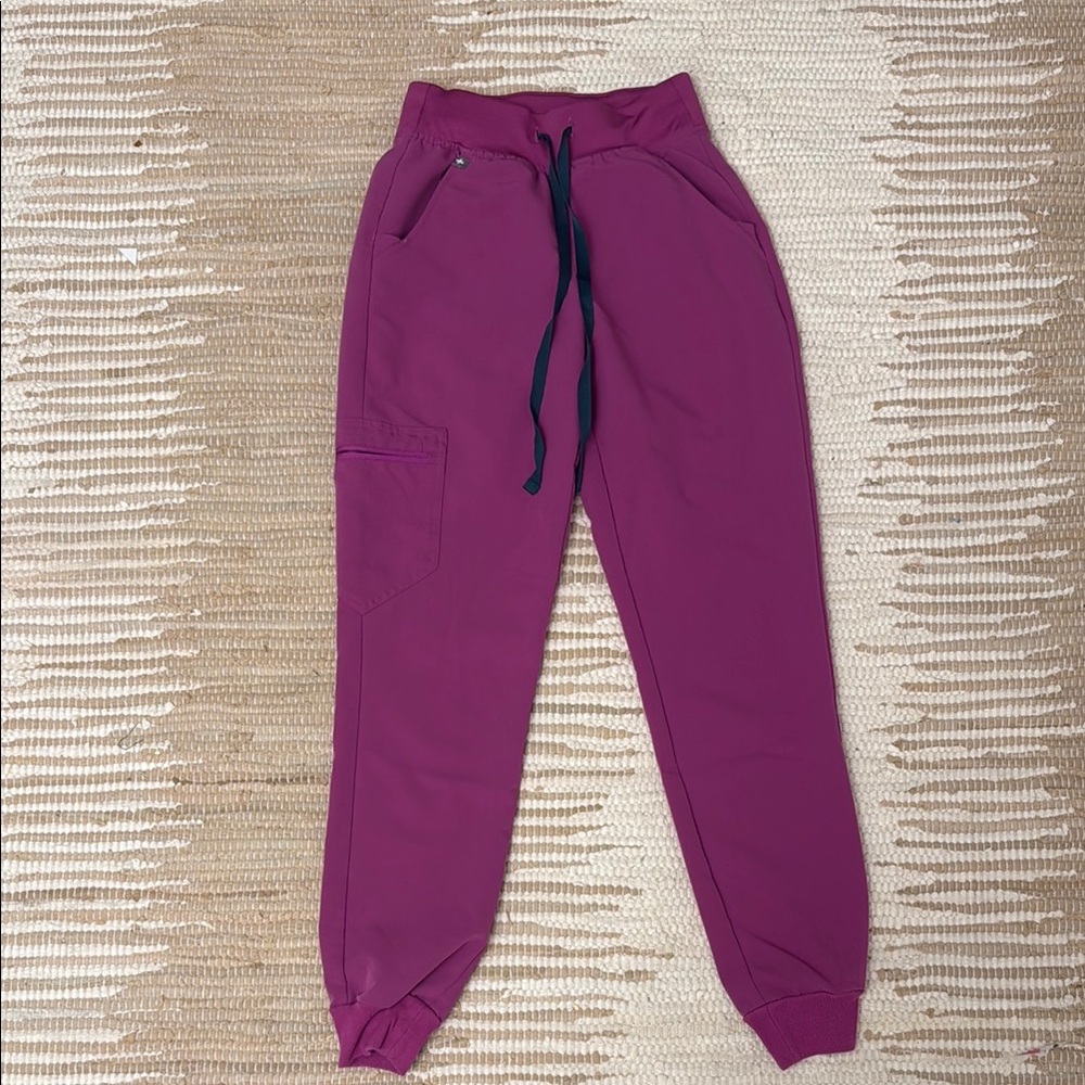 Women's Bright Fuchsia Zamora High Waisted - Jogger Scrub Pants - XXS Regular